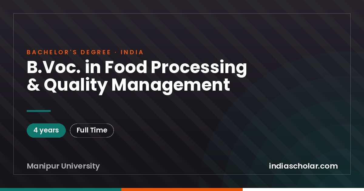 B.Voc. in Food Processing & Quality Management