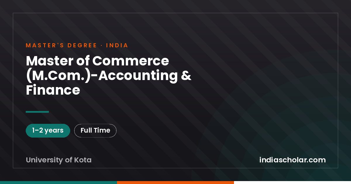 Master of Commerce (M.Com.)-Accounting & Finance